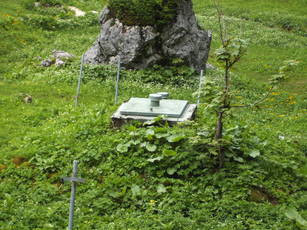 Bild: Einer der beiden Brunnenköpfe vor der Nordwand