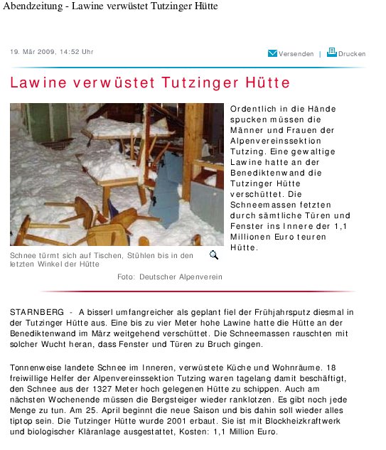 Artikel zum Lawinenunglück