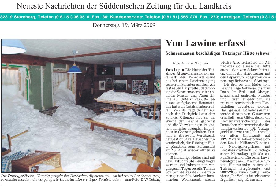 Artikel zum Lawinenunglück