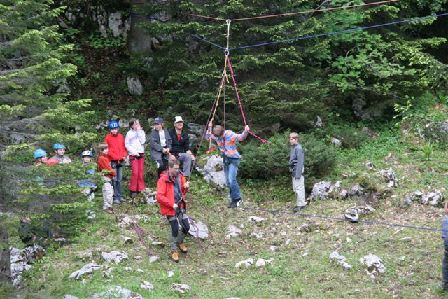 Seilrutschen, Mutprobe fuer Kinder