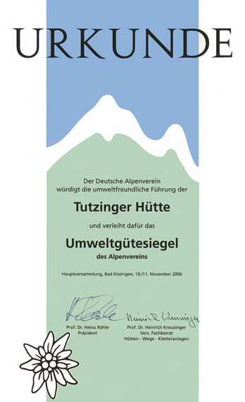 Bild: Urkunde des Umweltgütesiegels